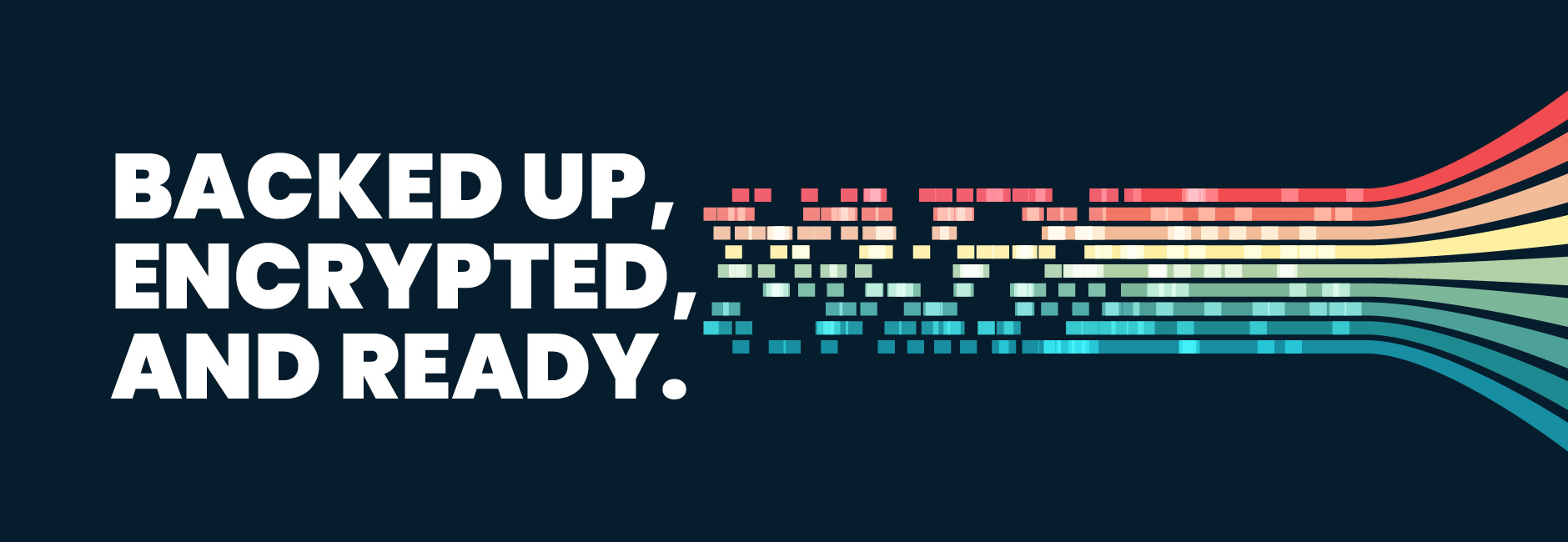 Abstract data stream illustration showing secure cloud backup and encryption flow.